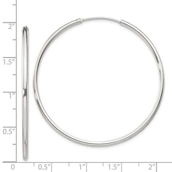 2mm, Sterling Silver, Endless Hoop Earrings - 52mm (2 Inch) - Picture 4 of 5